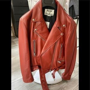 Acne Studios Mock Leather Biker Jacket Sz 6 Medium